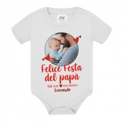  Body neonato Felice Festa del Papà, personalizzato con tua foto e nome bimbo o bimba! Dal mio cuore con amore! 