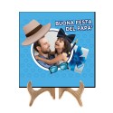  Quadretto 15x15 cm con cavalletto, cornice Buona Festa del Papà personalizzabile con la tua foto! Idea regalo personalizzata! 