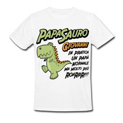  T-Shirt Maglietta Uomo Papasauro, un papà normale ma molto più roar! Personalizzata con nome! Festa del Papà! 