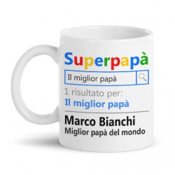 Tazza mug 11oz Super papà motore di ricerca miglior padre del mondo! Personalizzata con nome! Festa del papà! 