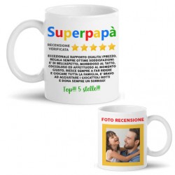 Tazza mug 11oz Super papà Recensione Verificata! Personalizzata con foto sul retro! Festa del papà dedica dolcissima!