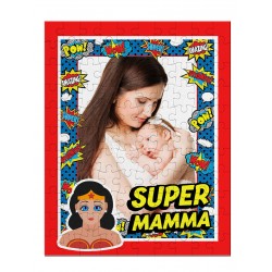  Puzzle personalizzato con la tua foto nella cornice! Super mamma! Idea regalo festa della mamma, 96 pezzi in cartone! 