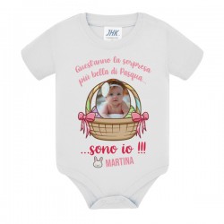  Body neonata La Sorpresa più bella di Pasqua sono io! Uovo ovetto personalizzato con foto e nome della bimba! 