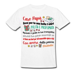 T-Shirt Maglietta Uomo Caro futuro papà, tra poco arrivo io! Con amore dalla pancia, personalizzata con nome bimbo o bimba!