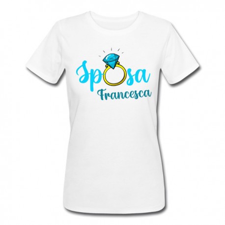  T-Shirt Maglietta donna PROMO Sposa Addio nubilato, personalizzata con nome! Anello colorato! 