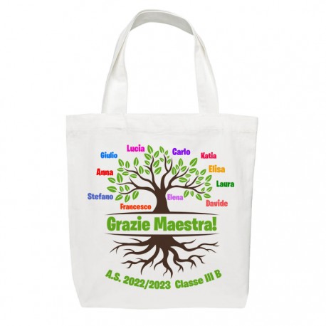 Shopper borsetta Grazie Maestra, personalizzata con anno scolastico, classe e nomi degli alunni! Idea regalo!