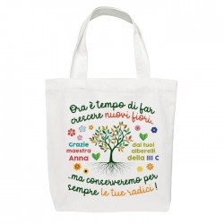 Shopper borsa Grazie Maestra, personalizzata con nome e classe! Regalo dei bambini! Conserveremo le tue radici, alberelli!