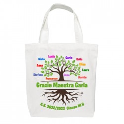  Shopper bag borsa Grazie Maestra, personalizzata con nome, nomi alunni, anno scolastico, classe! Regalo bambini! Albero! 