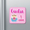  Set di 10 calamite magneti Primo Compleanno, personalizzate con nome! Bomboniera festa! Bimba, rosa! 
