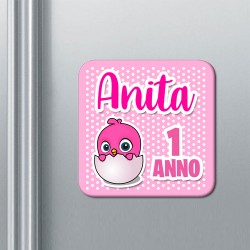  Set di 10 calamite magneti Primo Compleanno, personalizzate con nome! Bomboniera festa! Bimba, rosa, 1 anno! 