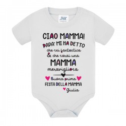  Body neonata Ciao Mamma, Prima festa della mamma! Con amore! Personalizzato con nome bimba! 