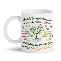 Tazza Grazie Maestra, personalizzata con nome e classe! Regalo bambini! Conserveremo le tue radici, alberelli! 