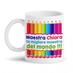Tazza mug 11 oz Maestra Migliore del Mondo, personalizzata con nome! Regalo fine anno scolastico bambini! 