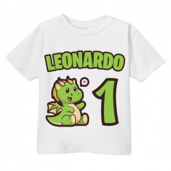 T-shirt maglietta bimbo Primo Compleanno 1 anno personalizzata con nome! Draghetto dinosauro carino!