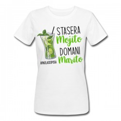 T-Shirt Maglietta donna PROMO Stasera Mojito Domani Marito Addio nubilato, personalizzata con hashtag!