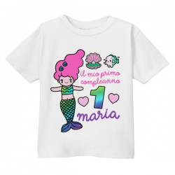 T-shirt maglietta bimba Primo Compleanno 1 anno personalizzata con nome! Sirena sirenetta!