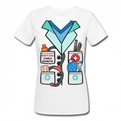 T-Shirt Maglietta Donna Finto Camice Dottoressa, Medico, Personalizzata con Il Nome! 