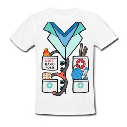T-Shirt Maglietta Uomo Finto Camice Dottore, Medico, Personalizzata con Il Nome! 