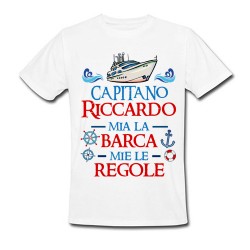 T-Shirt Maglietta Uomo Capitano, mia la barca mie le regole! Vela, yacht, gommone, motoscafo, personalizzata con nome!