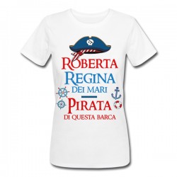T-Shirt Maglietta Donna Regina dei Mari Pirata di questa barca, personalizzata con nome! Yacht gommone vela motoscafo!