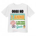 T-Shirt Maglietta Bimbo Primo Compleanno 1 Anno Personalizzata con Nome! Rete da Calcio Pallone Coppa!