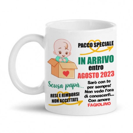 Tazza mug 11 oz Annuncio gravidanza Pacco speciale in arrivo futuro papà! Personalizzato con data nascita e nome bimbo o bimba! 