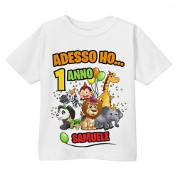 T-shirt maglietta bimbo Primo Compleanno 1 anno personalizzata con nome! Safari animali giungla!
