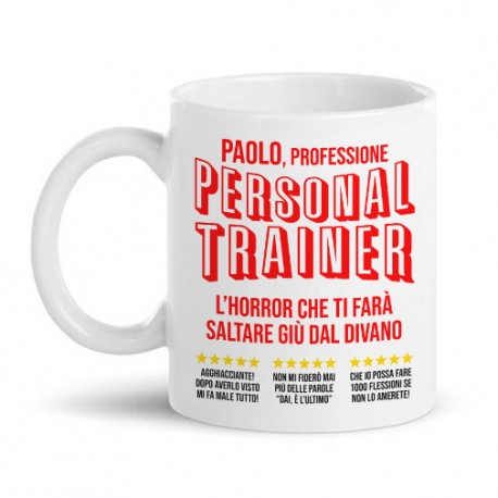Tazza mug 11 oz Personal Trainer recensioni Divertenti Horror Personalizzata con Nome! Idea Regalo Allenatore Palestra Sport! 