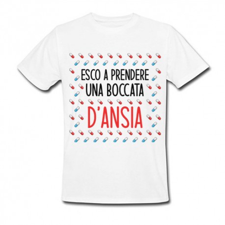 T-Shirt Maglietta Uomo Esco a Prendere Una boccata di ansia! Divertente! 