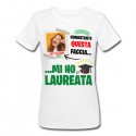 T-Shirt Maglietta Donna Nonostante Questa Faccia Mi Ho Laureata! Personalizzata con Foto, Nome e Anno di Laurea!