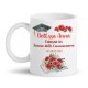 Tazza mug 11 oz Dottoressa, personalizzata con nome, laurea e data! Idea regalo laureata, fiori rossi!
