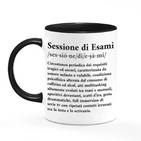 Tazza mug color 11 oz Sessione di Esami, definizione divertente, idea regalo esame scuola e università, studente disperato!