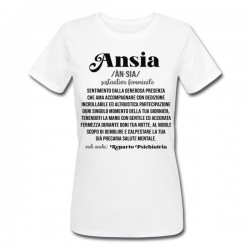  T-Shirt Maglietta Donna Ansia, definizione divertente dizionario, idea regalo per ansiosa, vedi anche reparto psichiatrico! 