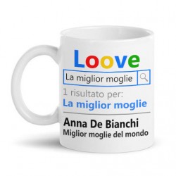  Tazza mug 11 oz Love motore di ricerca migliore moglie del mondo, personalizzata con nome o soprannome! Regalo matrimonio! 