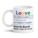  Tazza mug 11 oz Love motore di ricerca migliore moglie del mondo, personalizzata con nome o soprannome! Regalo matrimonio! 