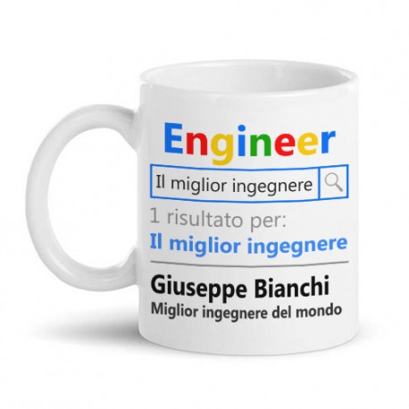 Tazza mug 11 oz Engineer motore di ricerca divertente personalizzabile con nome, migliore ingegnere del mondo!