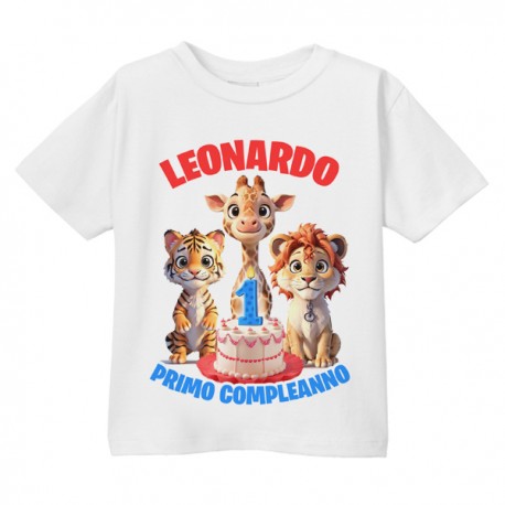 T-shirt maglietta bimbo Primo Compleanno 1 anno personalizzata con nome! Animali carini giungla!
