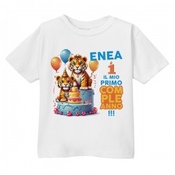 T-shirt maglietta bimbo bimba Primo Compleanno 1 anno personalizzata con nome! Tigrotti carini giungla!