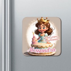 Set di 10 calamite magneti Primo Compleanno, 1 anno, personalizzate con nome bimba! Bomboniera festa! Principessa carina!