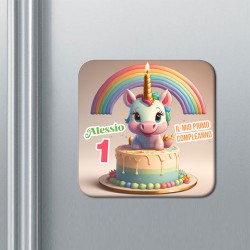 Set di 10 calamite magneti Primo Compleanno, 1 anno, personalizzate con nome! Bomboniera festa! Unicorno Arcobaleno!