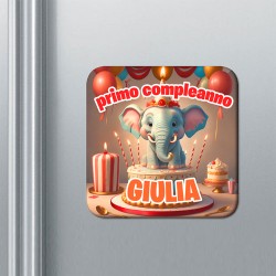 Set di 10 calamite magneti Primo Compleanno, 1 anno, personalizzate con nome! Bomboniera festa! Elefantino Circo!