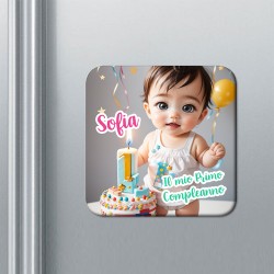 Set di 10 calamite magneti Primo Compleanno, 1 anno, personalizzate con nome bimba! Bomboniera festa! Bambina bebè carina!