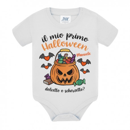 Body bimbo bimba Il mio primo Halloween, dolcetto o scherzetto, zucca e caramelle! Personalizzato con nome!