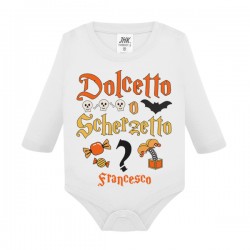  Body bimbo bimba manica lunga festa Halloween, dolcetto o scherzetto! Personalizzato con nome! 