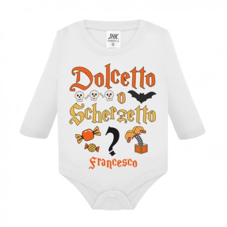  Body bimbo bimba manica lunga festa Halloween, dolcetto o scherzetto! Personalizzato con nome! 