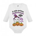 Body bimbo bimba manica lunga Il mio Primo Halloween, fantasma e zucca! Personalizzato con nome!