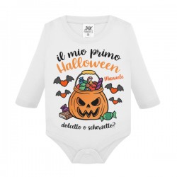 Body neonato manica lunga Il mio Primo Halloween, dolcetto scherzetto! Personalizzato con nome!