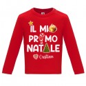 T-shirt maglietta bimbo bimba manica lunga Il mio primo Natale! Personalizzata con nome! Rossa!