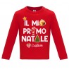 T-shirt maglietta bimbo bimba manica lunga Il mio primo Natale! Personalizzata con nome! Rossa!