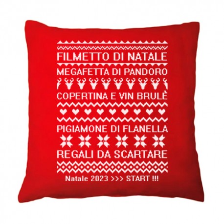 Federa per cuscino 100% cotone Natale! Filmetto, pigiama, pandoro, copertina! Personalizzata con anno! 